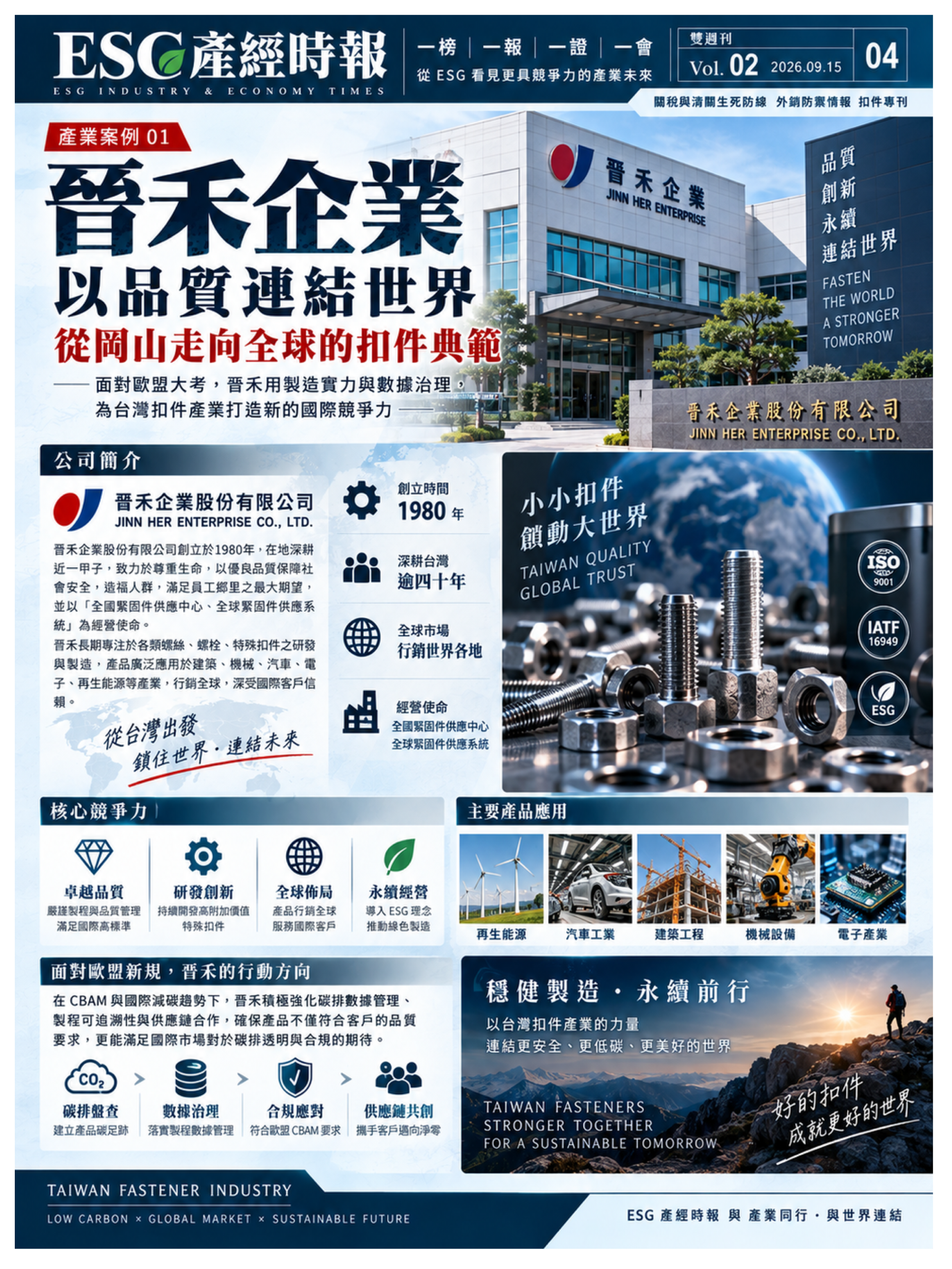 晉禾企業以品質連結世界：從岡山走向全球的扣件典範